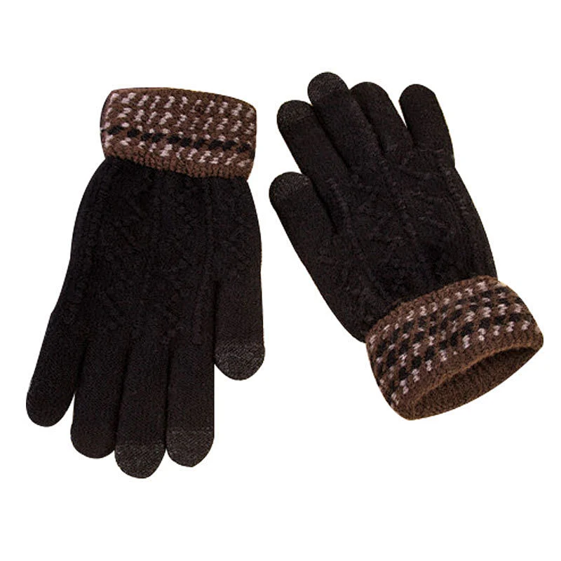 Hot Sale Autumn Winter Keep Warm Wool Knitted Gloves Touch Screen Thicken Warm Solid Gloves