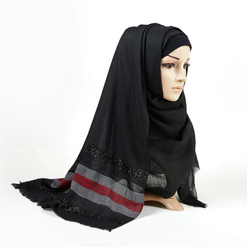 Women's breathable striped print sunscreen shawl scarf hijab head scarf islamic