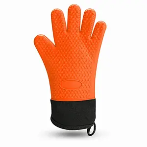 Silicone Gloves Heat Resistant Double Oven Mitts for Kitchen Cooking BBQ Baking