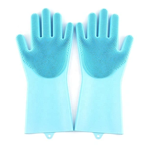 Multi Colors silicone scrubber gloves Cleaning Brusher Rubber Household Washing Dishes Gloves For Kitchen