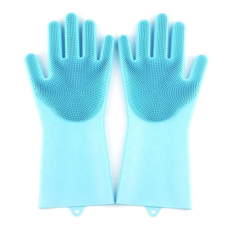 Multi Colors silicone scrubber gloves Cleaning Brusher Rubber Household Washing Dishes Gloves For Kitchen