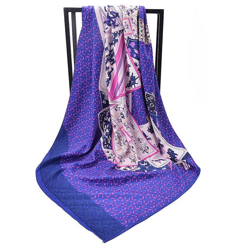 Manufacturer 130cm printed large square travel scarf manufacturer twill women long silk square scarf