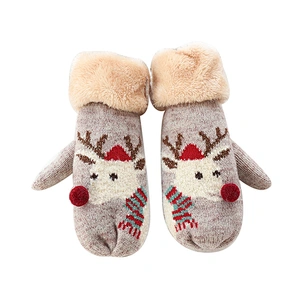 Fashion Festival Cute Windproof Outdoor Mitten Gloves Winter Present Christmas Knitted Gloves