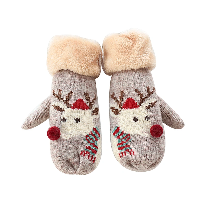 Fashion Festival Cute Windproof Outdoor Mitten Gloves Winter Present Christmas Knitted Gloves