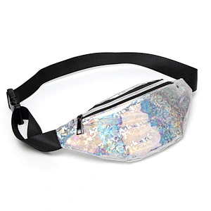 Laser Waist Packs Bags Women Pure Color Glass Sequins Fanny Pack Female Belt Bag PU Laser Chest Phone Pouch