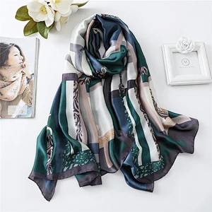 New long-style plaid stitching printed shawl big size bound fashion designed silk twill scarf