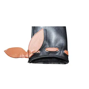 Stock Wholesale Ladies PU Leather Gloves Winter Plus Velvet Keep Warm Driving Touch Screen Windproof Gloves