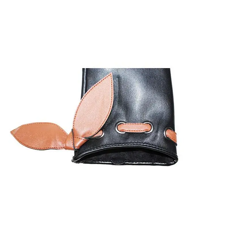 Stock Wholesale Ladies PU Leather Gloves Winter Plus Velvet Keep Warm Driving Touch Screen Windproof Gloves