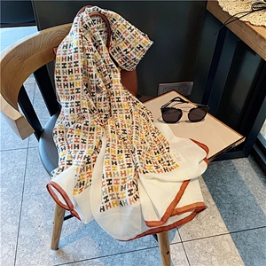 2020 New Fashion Women Embroidered Big Hijab H Letters Shawl Girls Cotton Linen Long Scarf Wrap Shawl