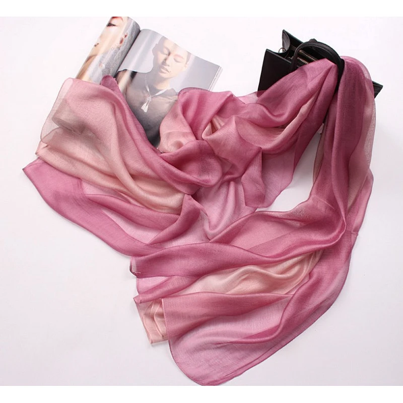New silkworm silk gradient scarf silk cotton long scarf shawl female spring and autumn scarf