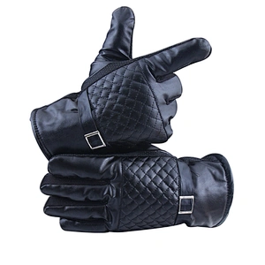 Winter men's cycling warm gloves PU leather motorcycle outdoor sports winter adult skiing gloves