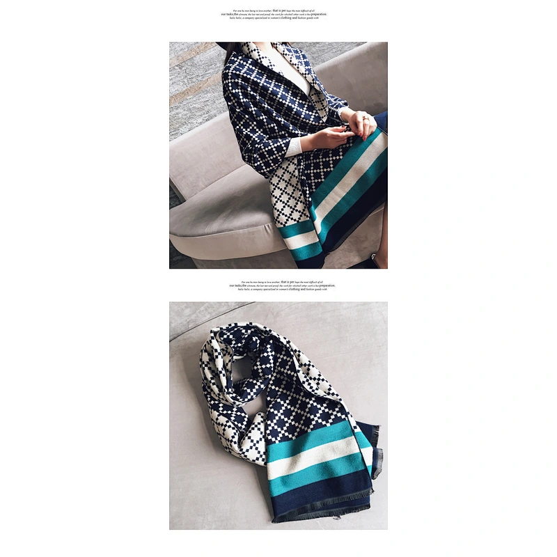 Lady Cashmere Scarf Plaid Shawl Women Pashmina Scarf Shawl Warm Cashmere Plaid Air Conditioning Shawl