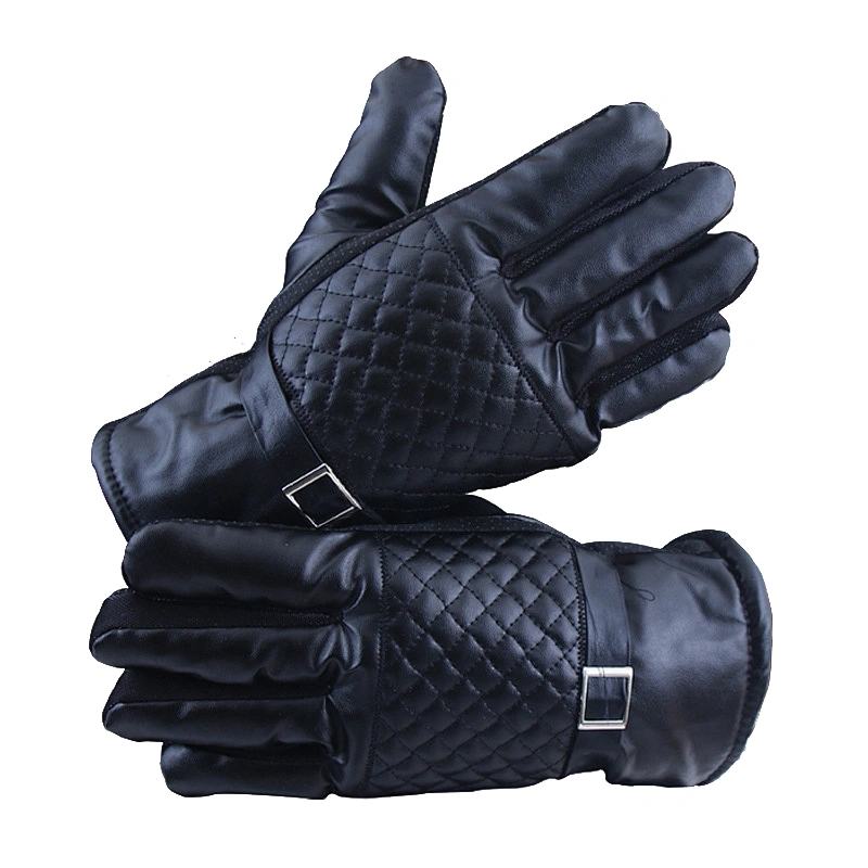 Winter men's cycling warm gloves PU leather motorcycle outdoor sports winter adult skiing gloves