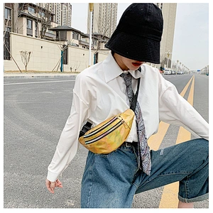 Pillow Shape PU Waterproof Holographic Laser Fanny Pack Waist Bag Mobile Phone Pouch Fashion Sport Pocket Waist Pack