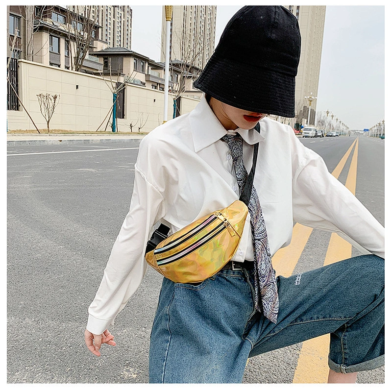 Pillow Shape PU Waterproof Holographic Laser Fanny Pack Waist Bag Mobile Phone Pouch Fashion Sport Pocket Waist Pack