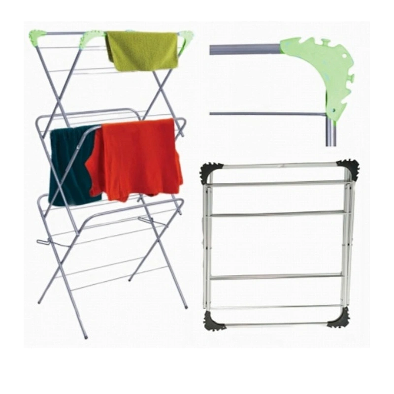 clothes rack  grey pipe+green plastic 63*44*138cm, pipe dia12mm