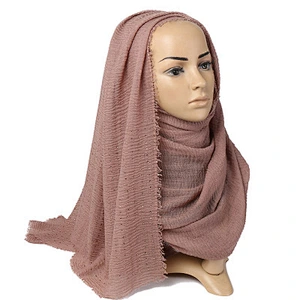 New national style cotton and linen hot rhinestone women hijab scarf monochrome wild crinkle female shawl