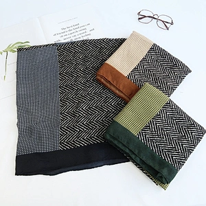 2020 Korean Version Autumn New Printed Scarf Geometric Plaid Long Cotton And Linen Medium Thick Shawl Scarf