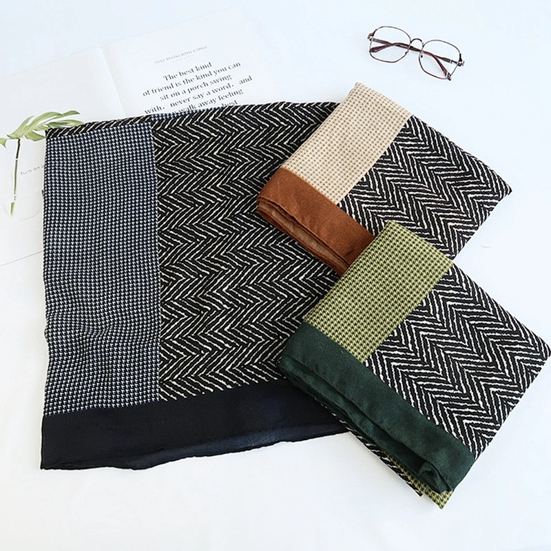 2020 Korean Version Autumn New Printed Scarf Geometric Plaid Long Cotton And Linen Medium Thick Shawl Scarf
