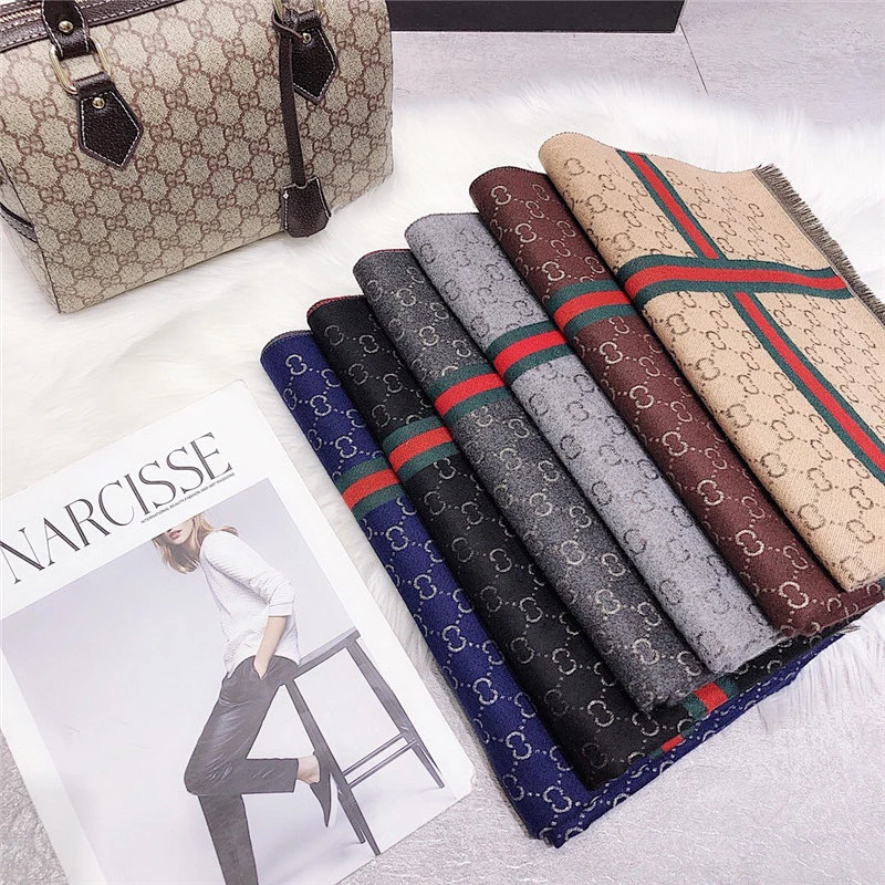 2020 New Cashmere Scarf Female Autumn Winter Letter CC Warm Dual-Use Long Shawl