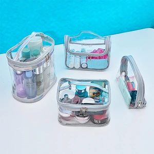 New Design Wholesale Popular PVC Eco Friendly Transparent Waterproof Handbag Big Capacity Makeup Cosmetic Bag