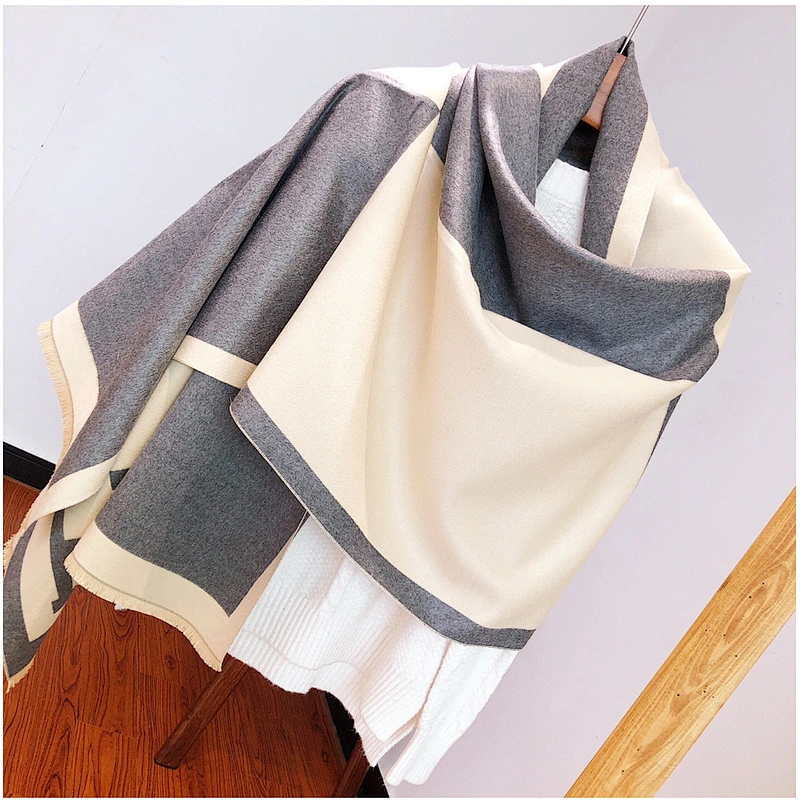 Superior Quality H Letter Plain Colors Cashmere Scarves Pashmina Shawls For Women