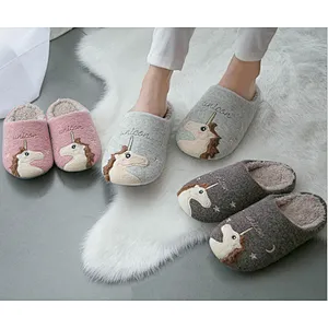 Fashionable New Style Autumn Winter Cute Unicorn Parent-Child Slippers Home Indoor Warm Non-Slip Slipper