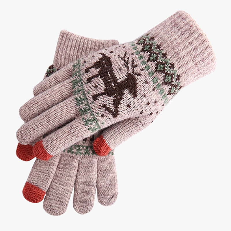 Warm Knitted Wool Touch Screen Gloves Women Warm Velvet Lovers Korean Wholesale Winter Gloves