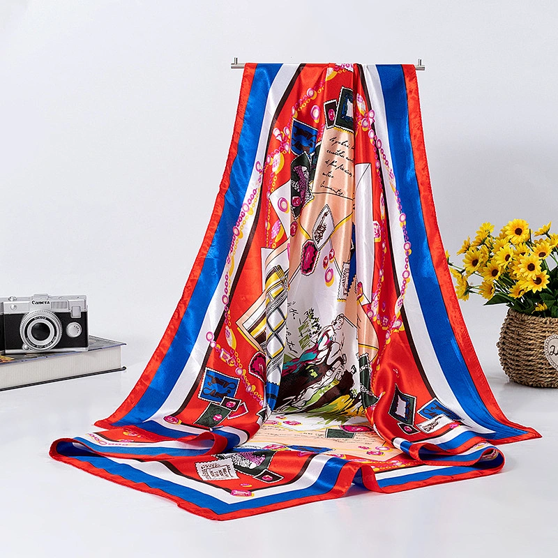 Summer thin section 90 gauze female summer sunscreen small square scarf retro cartoon printing square scarf