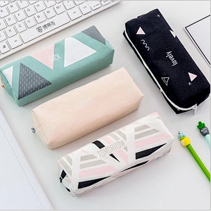 Factory Wholesale Cartoon Custom Logo Cotton Canvas Zipper Pouch School Student Pencil Bag