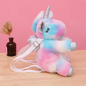 New cute colorful unicorn plush backpack doll pony shoulder bag children snack bag wholesale spot