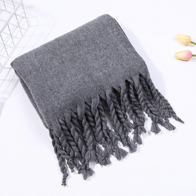 Handmade Solid Color Winter Warm Scarf Brand Pashmina Shawls Soft Female Tassel Cashmere Women Scarf