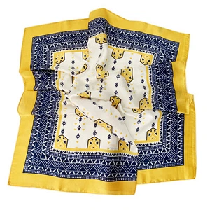 Spring and summer new simulation silk  geometric printed small silk chinese scarves silk square neck scarf
