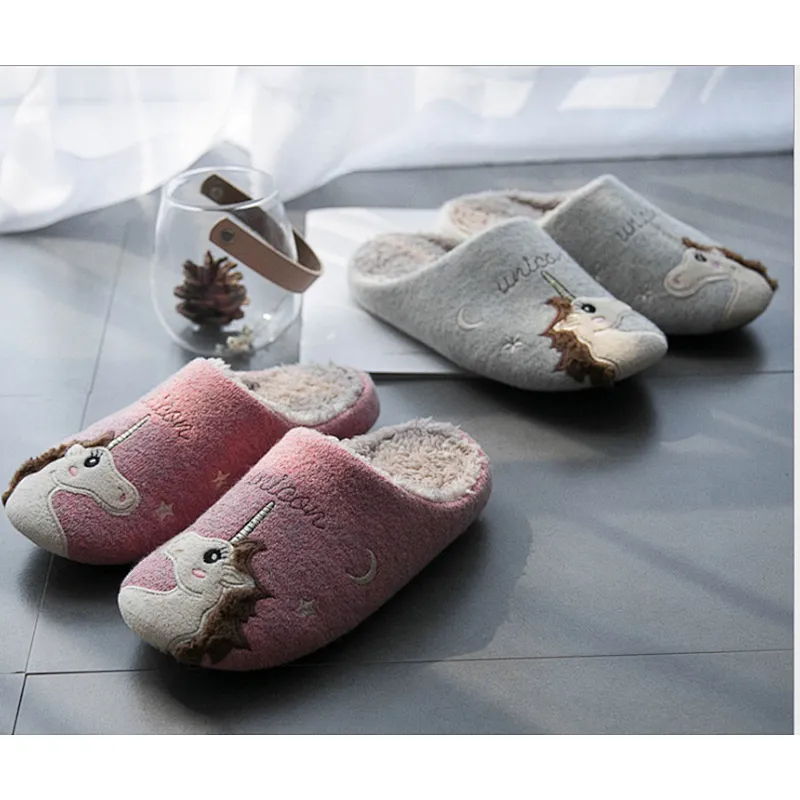 Fashionable New Style Autumn Winter Cute Unicorn Parent-Child Slippers Home Indoor Warm Non-Slip Slipper