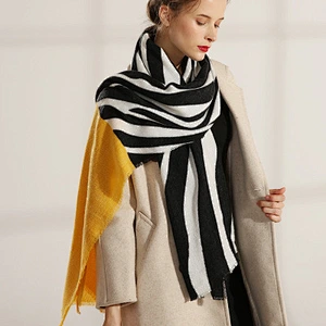 New style wild temperament section warm stitching printed strips long women scarf shawl