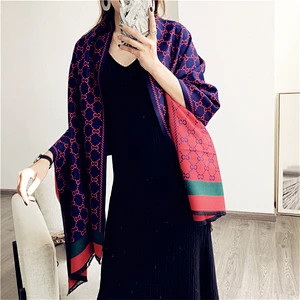 Custom Design Winter New Fashion Geometry Style Cashmere Wool Jacquard Scarf Pashmina Shawl
