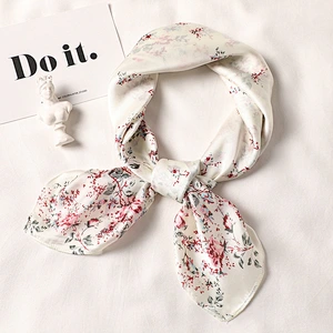Spring and summer new fashion female scarves wild small floral printed scarves simulation silk satin square scarf