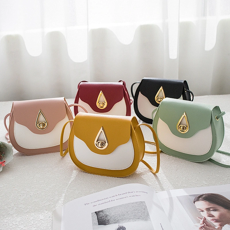 Korean Version 2020 New Small Mobile Phone Bag Personality Water Drop Lock PU Female Shoulder Bag Crossbody Bag