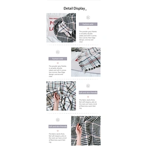 New Cashmere Scarf Shawl Female Factory Direct Europe Black Pink Plaid Double-Sided Scarves