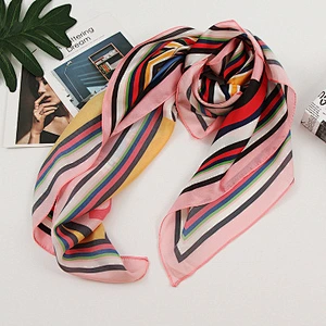 Wholesale 90cm new silk satin dual-use warm scarf printed sunscreen shawl for women