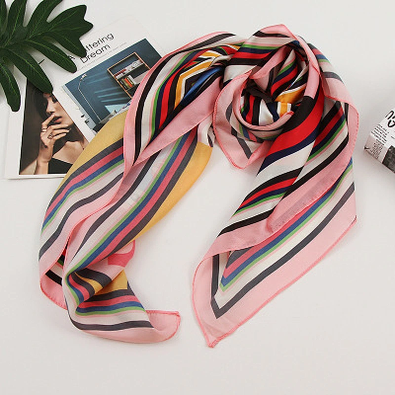 Wholesale 90cm new silk satin dual-use warm scarf printed sunscreen shawl for women