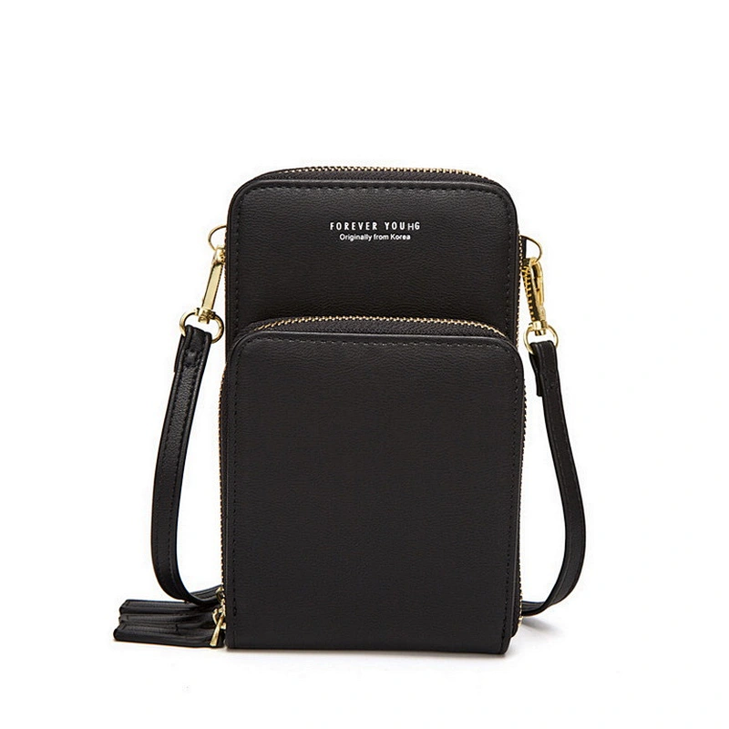 Fashion large capacity solid color multifunctional women crossbody cell phone wallet bag