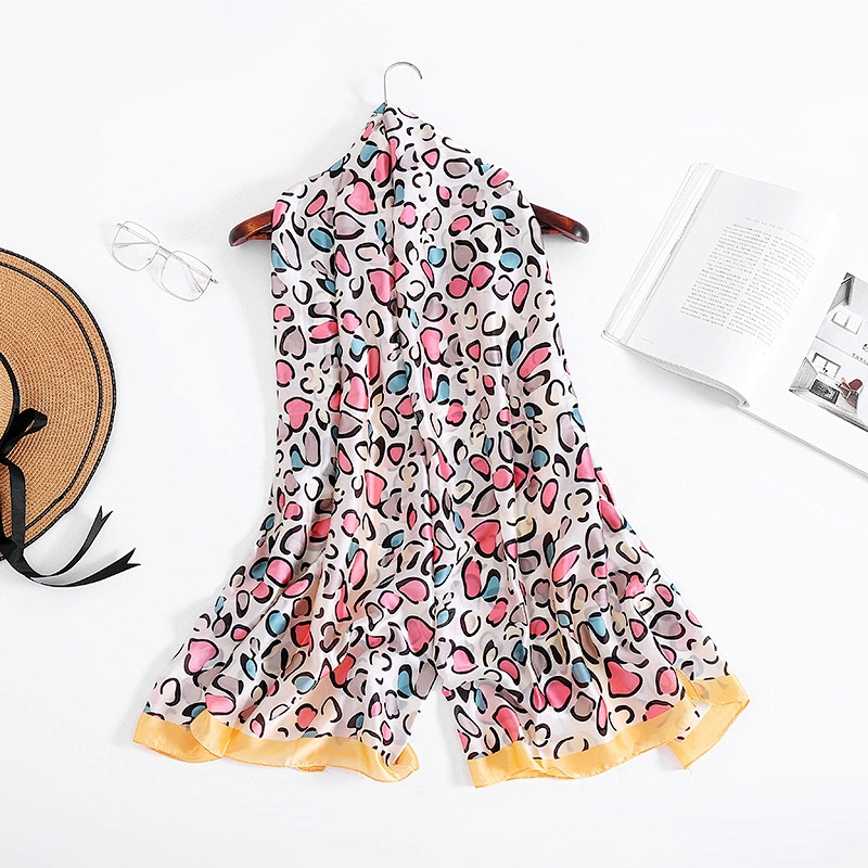 New simulation silk scarf spot printed elegant creative scarf beach towel shawl silk satin scarf