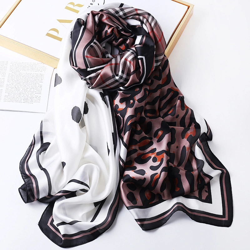 2020 New Leopard Print Polka Dot Silk Scarf Women Spring Autumn Korean Scarf Warm Long Shawl Scarf