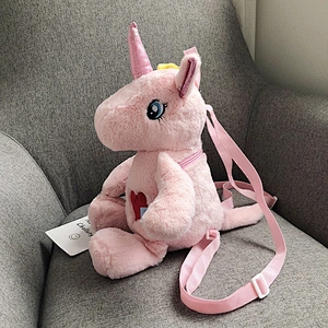 Factory Wholesale Design Custom Cute Plush Soft 3D Unicorn Backpack Kids