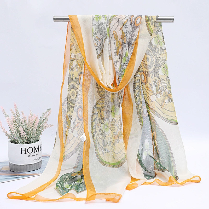 2020 new tide chiffon shawl floral printing scarves ladies sunscreen beach towel shawl scarf