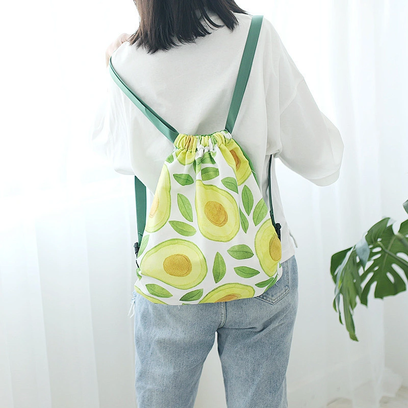Fashion New Design Summer Canvas Custom Logo Printing Drawstring Canvas Rucksack Ladies Backpack Women