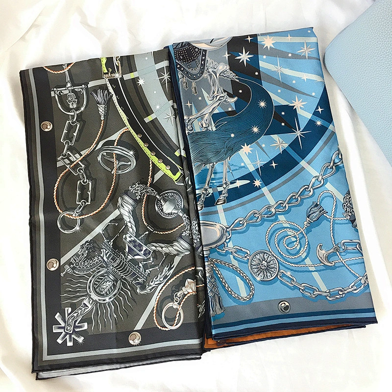 High Quality 100% Silk Scarves Double Sided Printing 90*90 Size Square Silk Twill Scarf