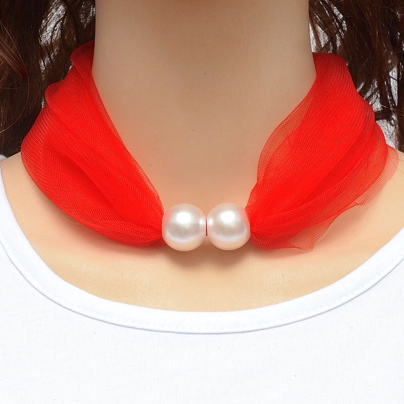 2020 Spring New Pearl Button Small Silk Scarf Variety Small Scarf Korean Version Georgette Decorative Scarves