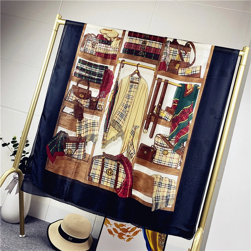 Large-Size New Silk Satin Scarf, Summer Sun Protection Decorative Dual-Use Scarf Women
